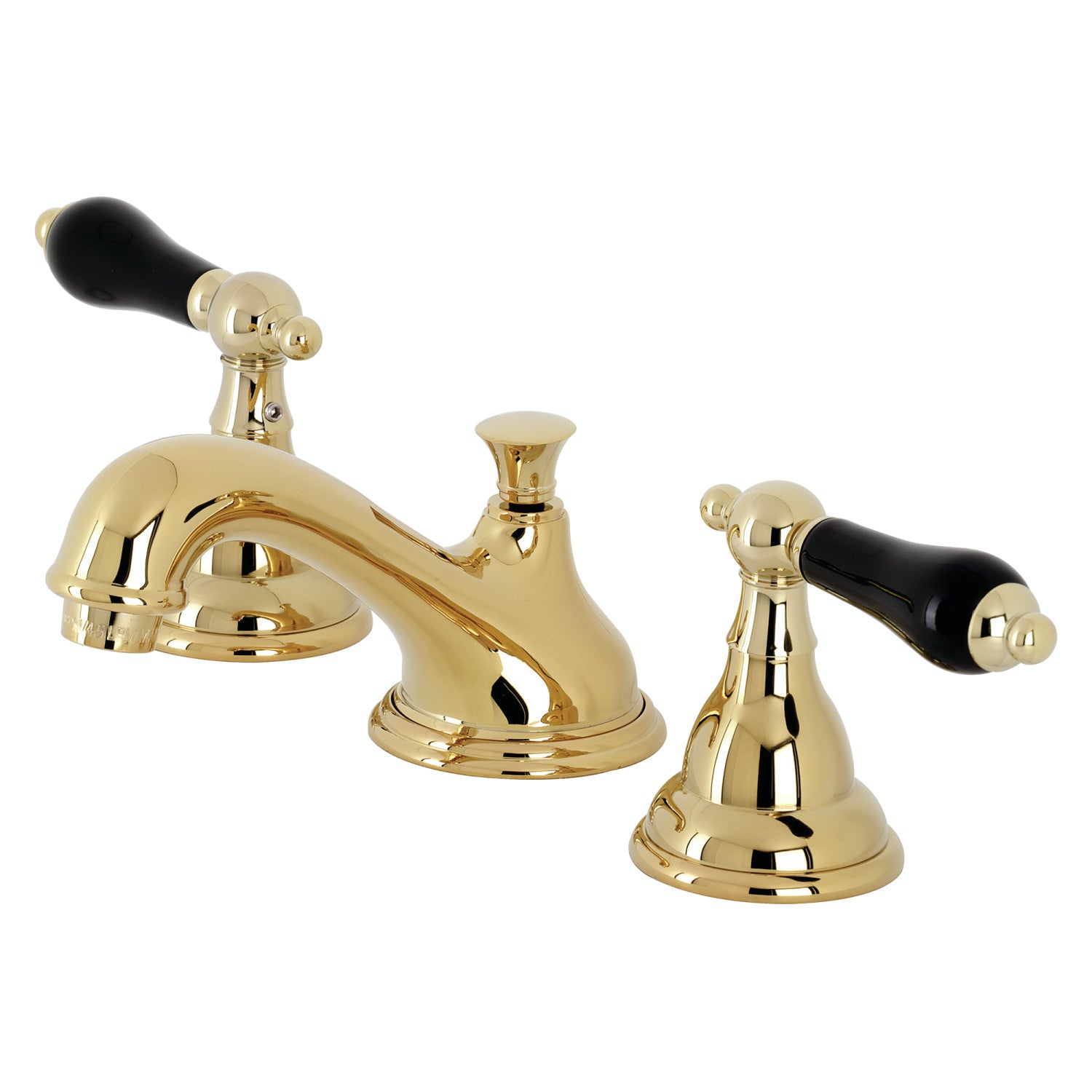 Kingston Heirloom KS5562PKL - Duchess Two-Handle 3-Hole Deck Mount Widespread Bathroom Faucet with Brass Pop-Up, Polished Brass — image 1